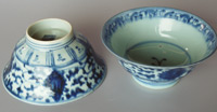 Jingdezhen bowls with lingzhi fungus and lotus design, diameter 14.5cm