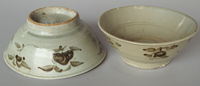Guangdong underglaze bowls , with unglazed ring in centre. Diameter 14cm.