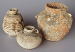 Brown ware from unknown kilns; height 12, 9 and 15cm