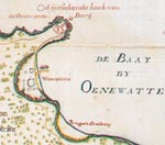 The watering place, beneath a protective battery  at the eastern side of the bay.  Detail from the  C18th map shown  on  Galle  page.