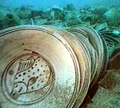 Sukhothai fishplates underwater: plate T-87  at top of stack